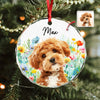 Custom Pet Photo With Watercolor Wildflowers For Dog And Cat Lovers Glass Ornament TH10 894249