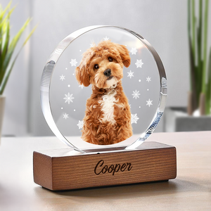 Custom Photo With Snowflake For Pet Lover Round Acrylic Frame Block TH10 894313