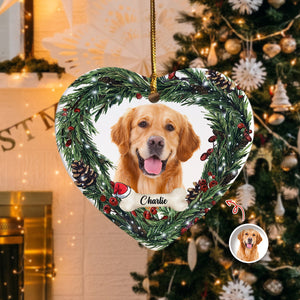Custom Photo Dog Personalized Heart Shaped Ceramic Ornament For Christmas HA75 897464