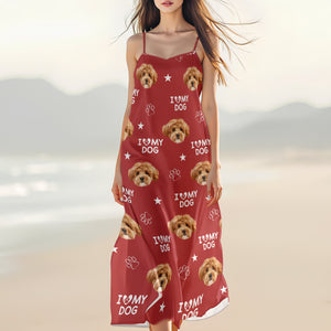 Custom Photo and Name I Love My Dog V-Neck Cami Maxi Dress HA75 892146
