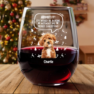 Custom Pet Photo Life Would Be Boring Without Me Wine Glass CH07 896418