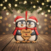 Personalized Penguin Couple First Christmas 2 Layers Wooden Ornament LM32 897519