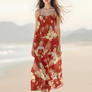Custom Photo Aloha Hawaiian Women's V-Neck Cami Maxi Dress HO82 893670