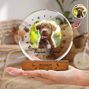 Custom Photo Memorial Dog Cat Loss Keepsake Round Acrylic Frame Block HA75 898010