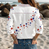 USA Flag 4th of July Blouse Shirt, Merica Red White Blue Women's Button Up Shirt Independence Day Summer Outfit CH07 911726