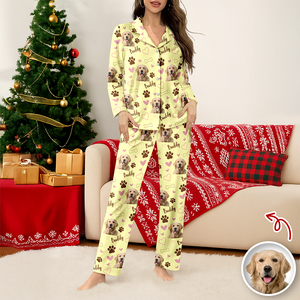 Custom Cute Dog Face Lovely Pattern Christmas Pajamas For Dog Lovers LM32 895725