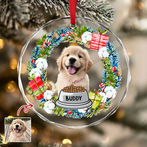 Custom Dog Photo Christmas Cirle Glass Ornament For Dog Lovers TH10 894759