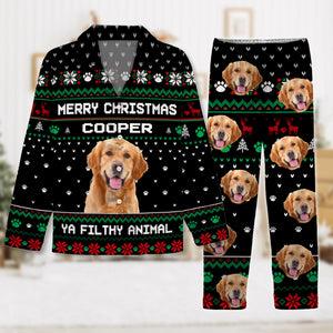 Custom Dog Photo Merry Christmas Ya Filthy Animal Pajamas TH10 894289