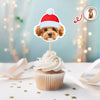 Custom Cute Face Christmas Cupcake Topper - XMAS Party Decor For Dog Lovers CH07 896330