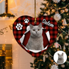 Custom Photo Cat Christmas Heart Shaped Ceramic Ornament HA75 897458