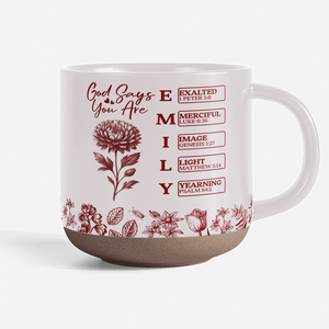God Says I Am Name Letter In Bible Birth Flower Toile De Jouy Style - Personalized Pottery Mug HO82 894590