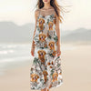 Custom Dog Photo Floral Style Women's V-Neck Cami Maxi Dress HO82 893598