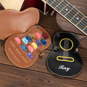 Personalized Guitar-Shaped PU Leather Guitar Picks Storage Case And Key Ring Gift for Guitar Player HA75 898500
