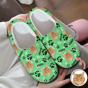 Custom Photo Cat Faces Slippers, Unique Funny Gift HA75 892972