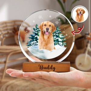 Custom Pet Photo Christmas - Personalized Round Acrylic Frame Block TH10 894407