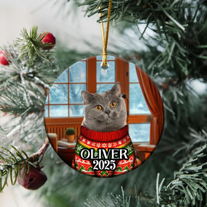 Custom Cute Cat Photo Christmas Ornament Gift For Cat Lover CH07 899408