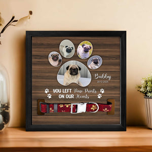 Custom Photo You Left Paw Prints On Our Hearts Memorial Square Collar Frame TH10 892717