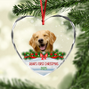 Custom Photo Dog Cat Christmas Heart Shaped Glass Ornament HA75 898092