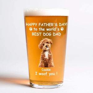 Custom Photo Woof Best Dog Dad Personalized Print Beer Glass HA75 892546