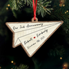 Personalized Paper Airplane Anniversary Wooden Ornament, Christmas Keepsake Gift For Couples LM32 670061