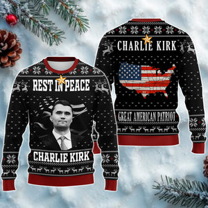 Personalized Rest In Peace Charlie Kirk Ugly Christmas Sweater HO82 900324