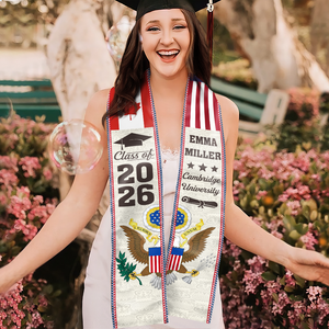 Custom Photo With Country Flag Class Of 2026 Stole Graduation Gift, Senior Gift LM32 897699