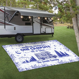 Personalized Camping Patio Rug Toile De Jouy Style For Happy Campers HA75 892656