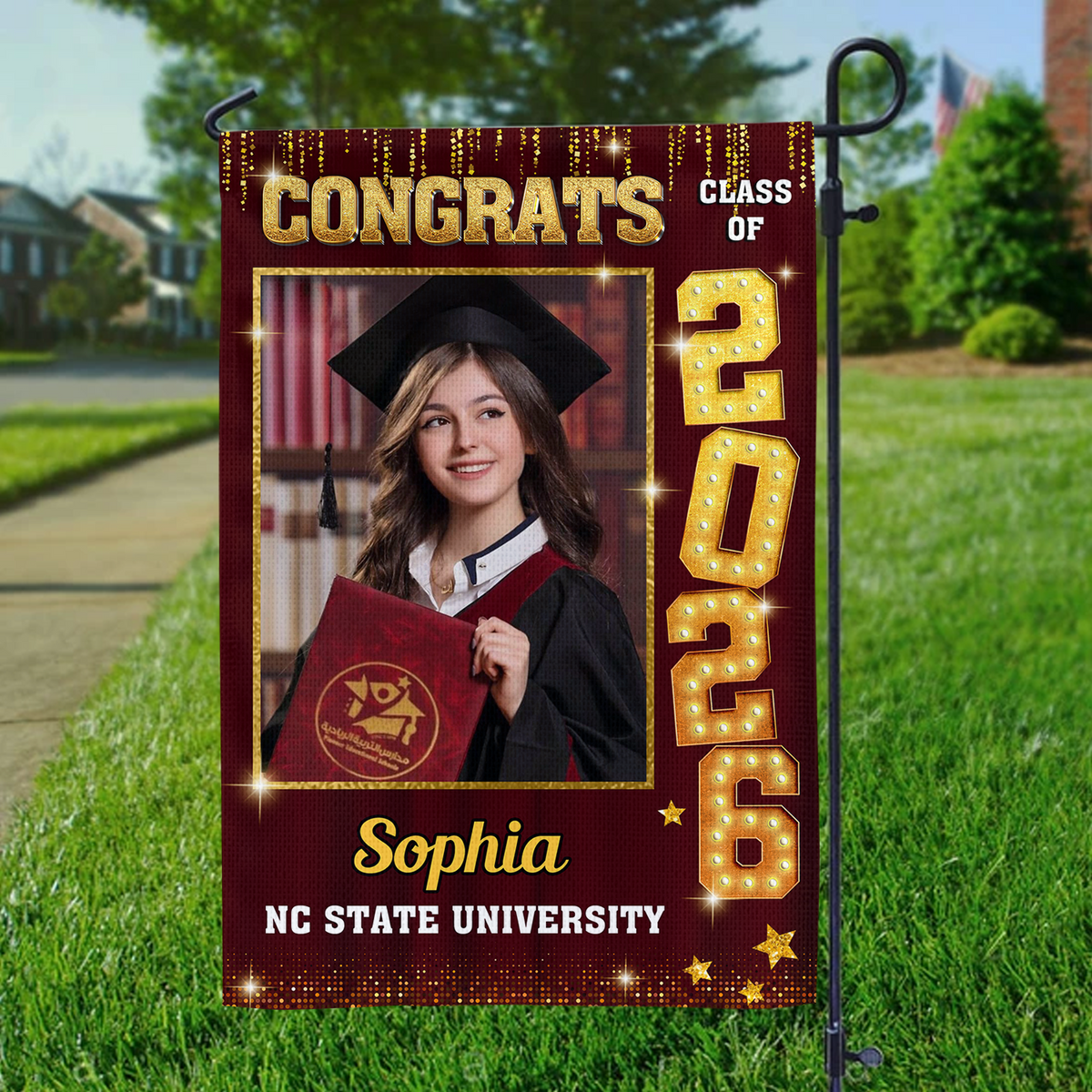Custom Photo Congrats Class of 2026 Graduation Garden Flag CH07 910816