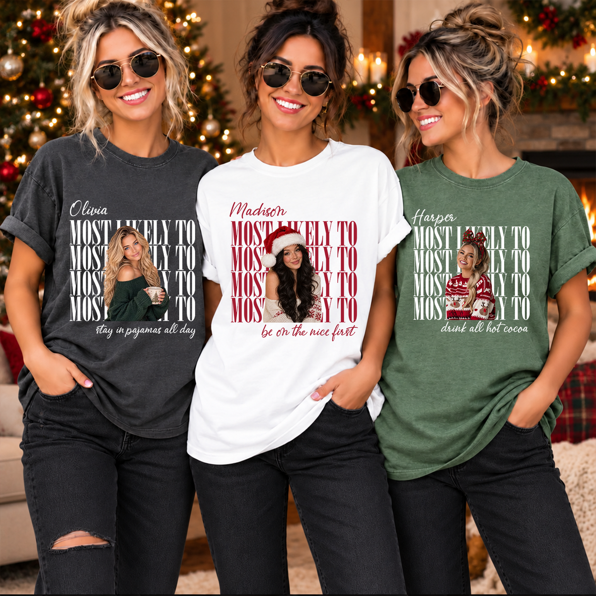 Custom Family Photo Most Likely To Comfort Shirt Christmas Gift TH10 171561