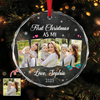 Custom Photo First Christmas As My Dad Circle Glass Ornament CH07 899036