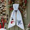 Personalized Letter Name Snowman Christmas Embroidered Wreath Sash, Festive Holiday Door Decor LM32 670205