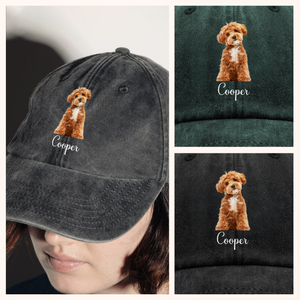 Custom Dog Cat Photo Washed Denim Baseball Cap TH10 894023