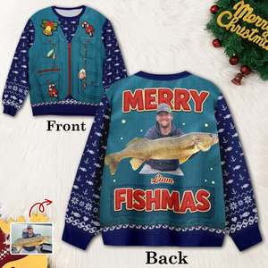 Custom Photo Merry Fishmas AOP Ugly Sweater For Fishing Lovers LM32 897175