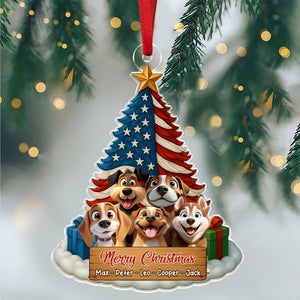Custom Cute 3D Dog US Flag Christmas Tree Acrylic Ornament For Dog Lovers HA75 898066