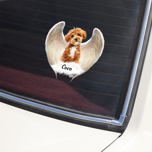 Custom Photo Pet Within Angel Wings Memorial Car Sticker HO82 900984