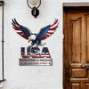 Custom Family Name Monogram Metal Sign, USA Eagle Patriotic Wall Decor, Personalized American Flag Sign CH07 911002