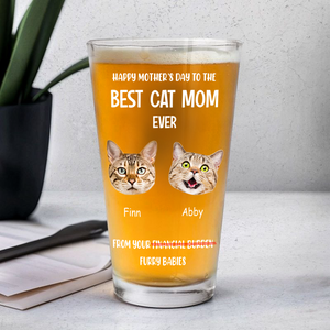 Custom Photo Happy Father's Day From Furry Babies Personalized Beer Glass CH07 895554