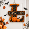 Custom Initial & Name Pumpkin Halloween Monogram Door Sign LM32 670003