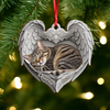 Personalized Cat Sleeping Angel Wings Wood Ornament, Pet Memorial Keepsake HA75 921764