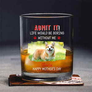 Custom Photo Admit It Life Would Be Boring Without Dog For Father's Day Whiskey Glass CH07 895456