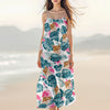Custom Cat Photo Hawaiian Style Women's V-Neck Cami Maxi Dress For Summer Beach Holiday HO82 893594