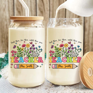 Personalized Glass Can With Lid Teacher Appreciation Gift, Back To School Gift CH07 896158