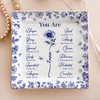 God Says You Are Christian Gift Toile De Jouy Birth Flower - Personalized Jewelry Dish TH10 894793