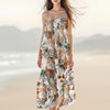 Custom Cat Photo Floral Style Women's V-Neck Cami Maxi Dress HO82 893600