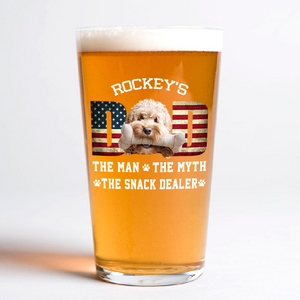 Custom Photo Dog Dad The Man The Myth American Flag Dad Beer Glass HA75 892402