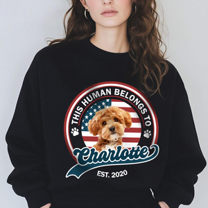 Custom Photo This Human Belongs To Dog Cat Dark Shirt HA75 892558