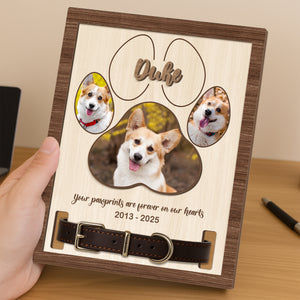 Custom Photo Your Pawprints Are Forever On Our Hearts Memorial 2-Layers Wooden Collar Frame LM32 893787