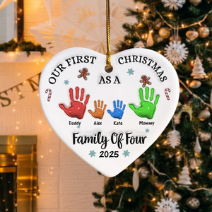 Our First Christmas As A Family Of Three Heart Shaped Ceramic Ornament CH07 899322