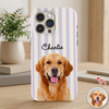 Custom Dog Photo Striped Phone Case – Personalized Gift for Dog Lovers TH10 170395