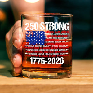 USA 250 Strong Flag American States Patriotic Whiskey Glass LM32 895337